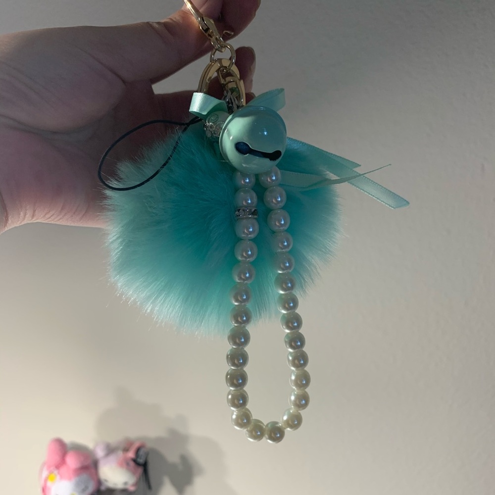 Tiffany blue Pom Pom keychain.